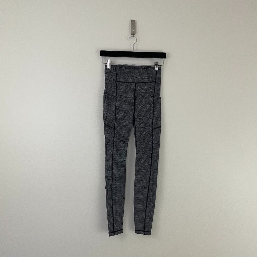 Lululemon Speed Up Tight 28" Luon Variegated Knit Heather Black Size 4